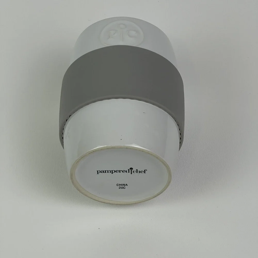 Pampered Chef Ceramic Egg Cooker Cup With Lid And Silicone Sleeve 1529